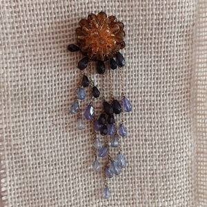 Gold Tone Vintage Grape Vine Sunburst Brooch
